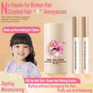 Hair Wax Stick Kit - Hair Finishing and Braiding Set with Non-Greasy Pomade for Flyaways, Frizz, and Edges, Includes Wax Stick and 2 x 15ml Sticks for Women and Girls