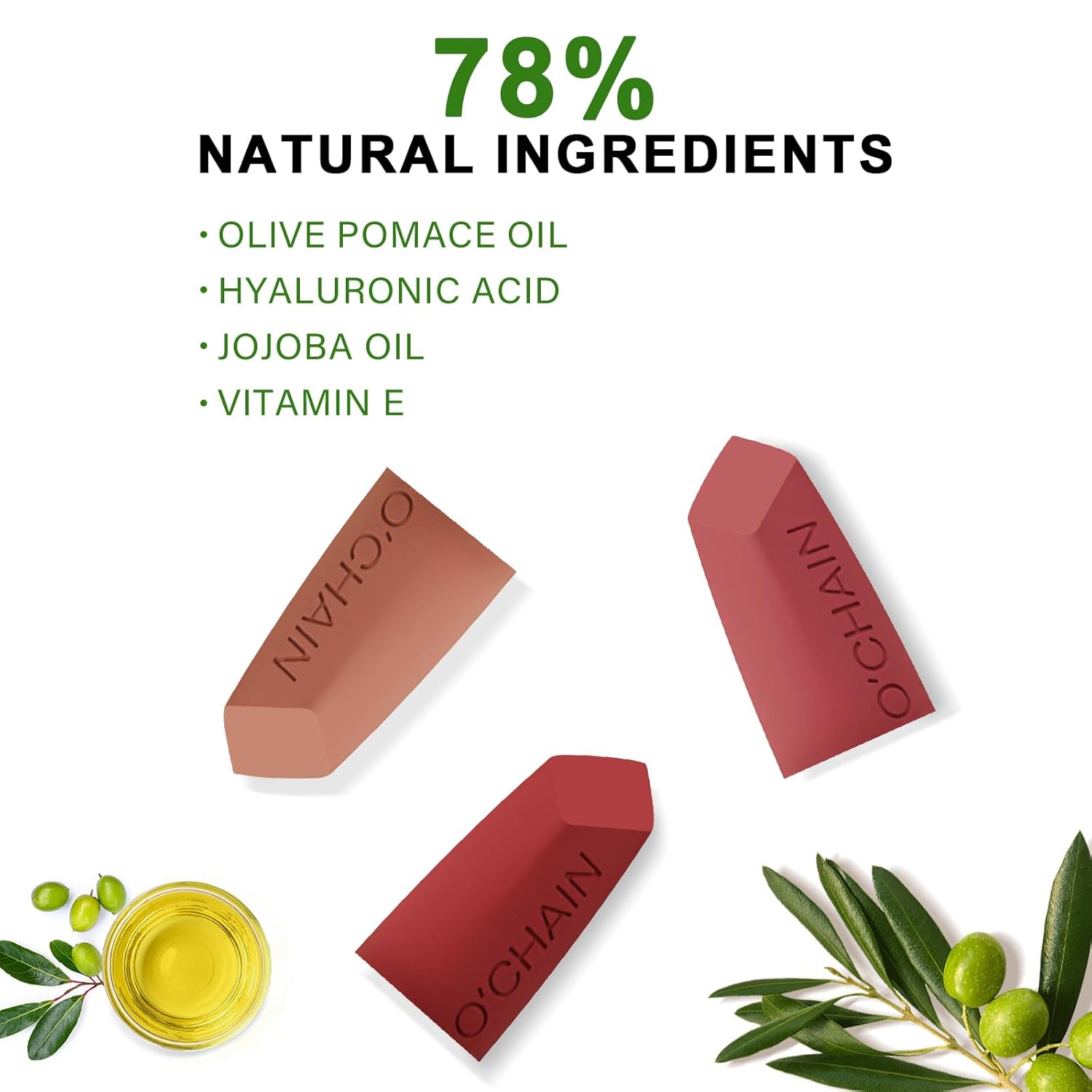 O'CHAIN Nude Matte Lipstick, Long Lasting Full Coverage Non-Transfer Lipstick for Women Infused with Jojoba Oil and Vitamin E, Cruelty-Free & Vegan (03 MINX) 0.12 Oz - Image 6