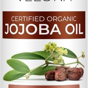 velona Jojoba Oil USDA Certified Organic - 16 fl oz (With Pump) | 100% Pure and Natural | Golden, Unrefined, Cold Pressed, Hexane Free | Moisturizing Face, Hair, Body, Skin Care