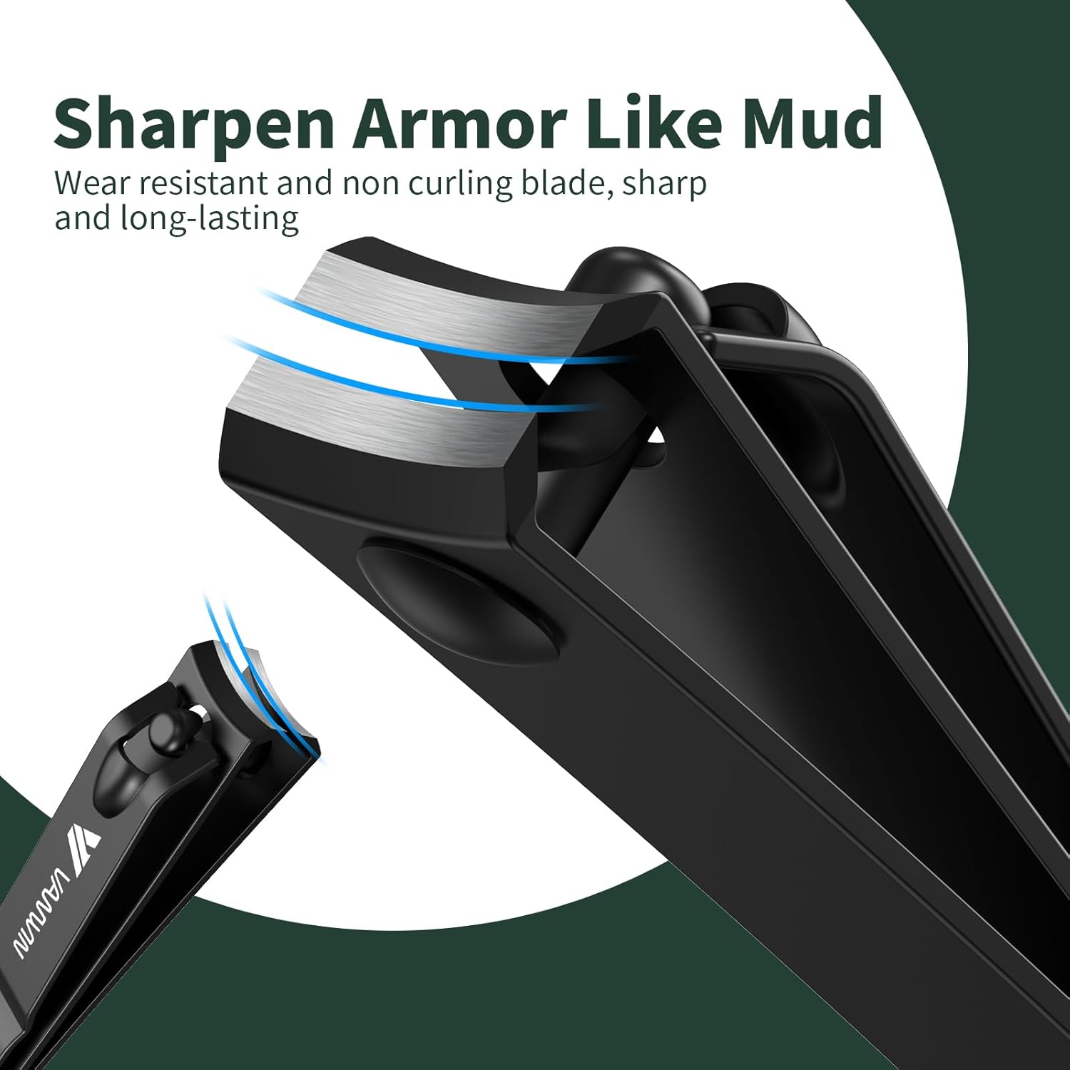 German Nail Clippers for Men, VANWIN Nail Clipper Set (4-Pack) Ultra Sharp Matte Stainless Steel Fingernail & Toenail Clippers with Glass Nail File, Nail Cutter Stocking Stuffers for Men Women Black - Image 3