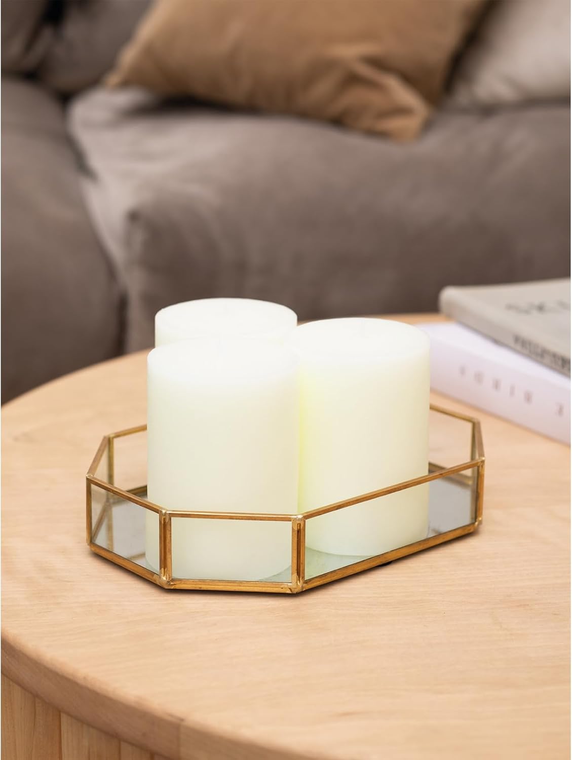CANDWAX 3x4 inch Pillar Candles Set of 3 – Unscented Dripless Rustic Ivory Candles for Home Decor, Weddings, Table Settings - Image 4