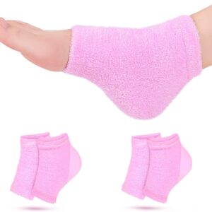 Castor Oil Pack Wrap for Foot, Castor Oil Moisturizing Heel Socks, for Plantar Fasciitis, Cracked Heels - Suitable for Overnight Moisturizing of Feet (Without Essential Oils) (Pink)
