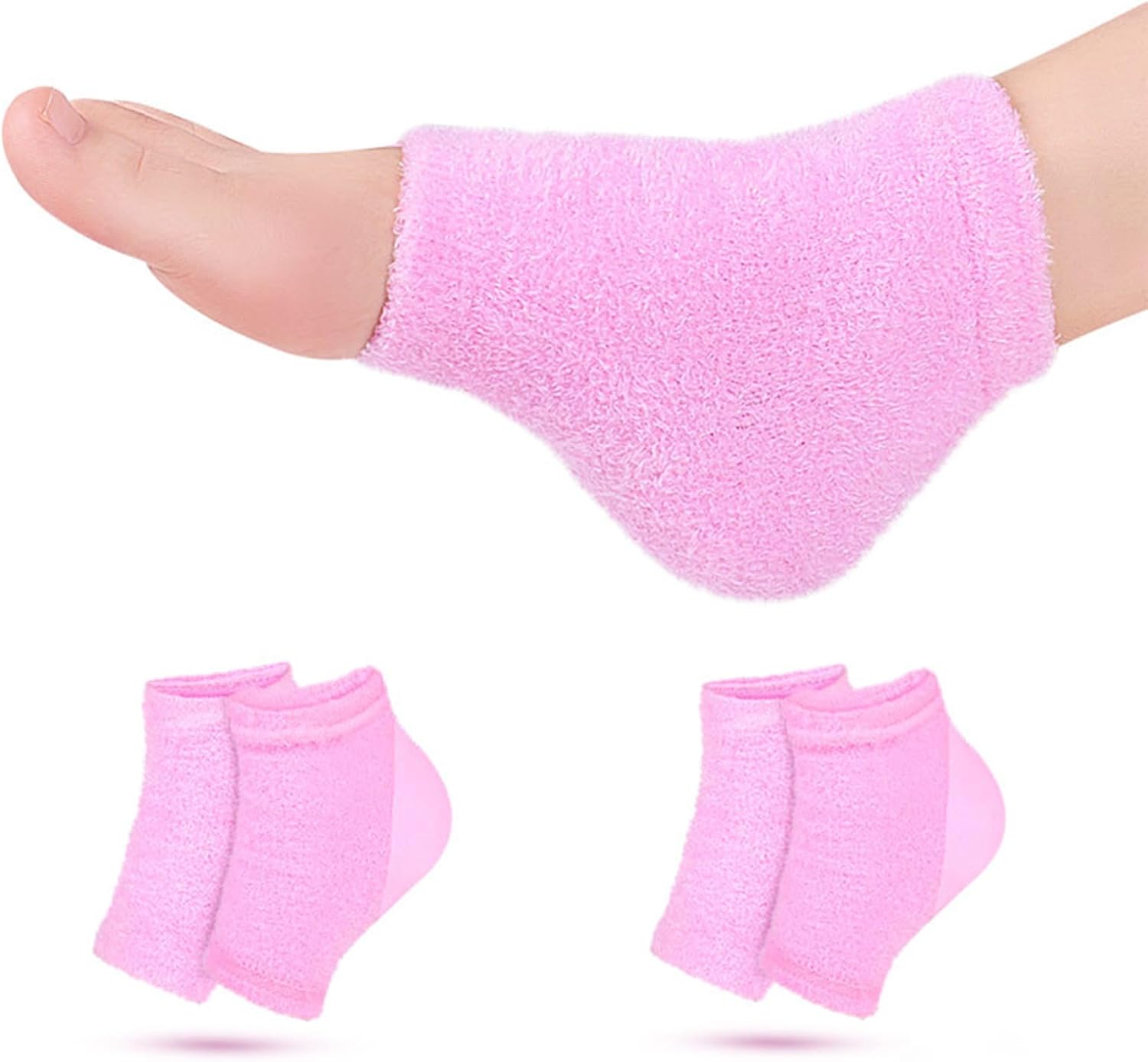 Castor Oil Pack Wrap for Foot, Castor Oil Moisturizing Heel Socks, for Plantar Fasciitis, Cracked Heels - Suitable for Overnight Moisturizing of Feet (Without Essential Oils) (Pink)