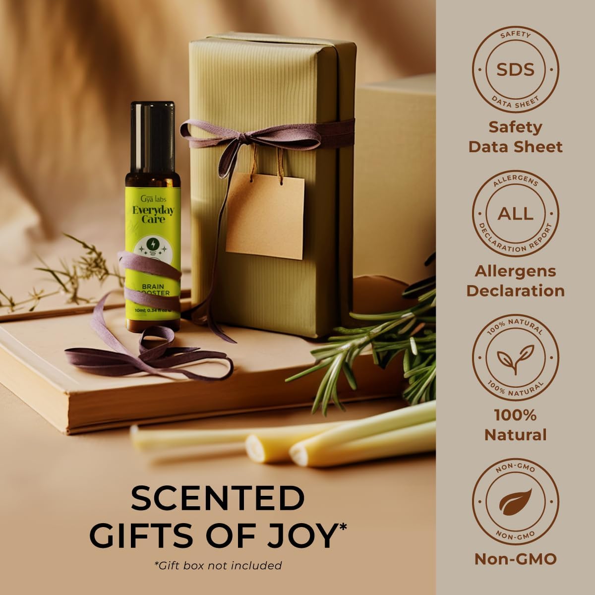 Gya Labs Brain Booster Essential Oil Roll on - Refreshing Brain Essential Oils Roller, 100% Pure Natural, Blend with Rosemary, Sandalwood, Lemongrass & Grapefruit, Travel Size (0.34 Fl Oz) - Image 6