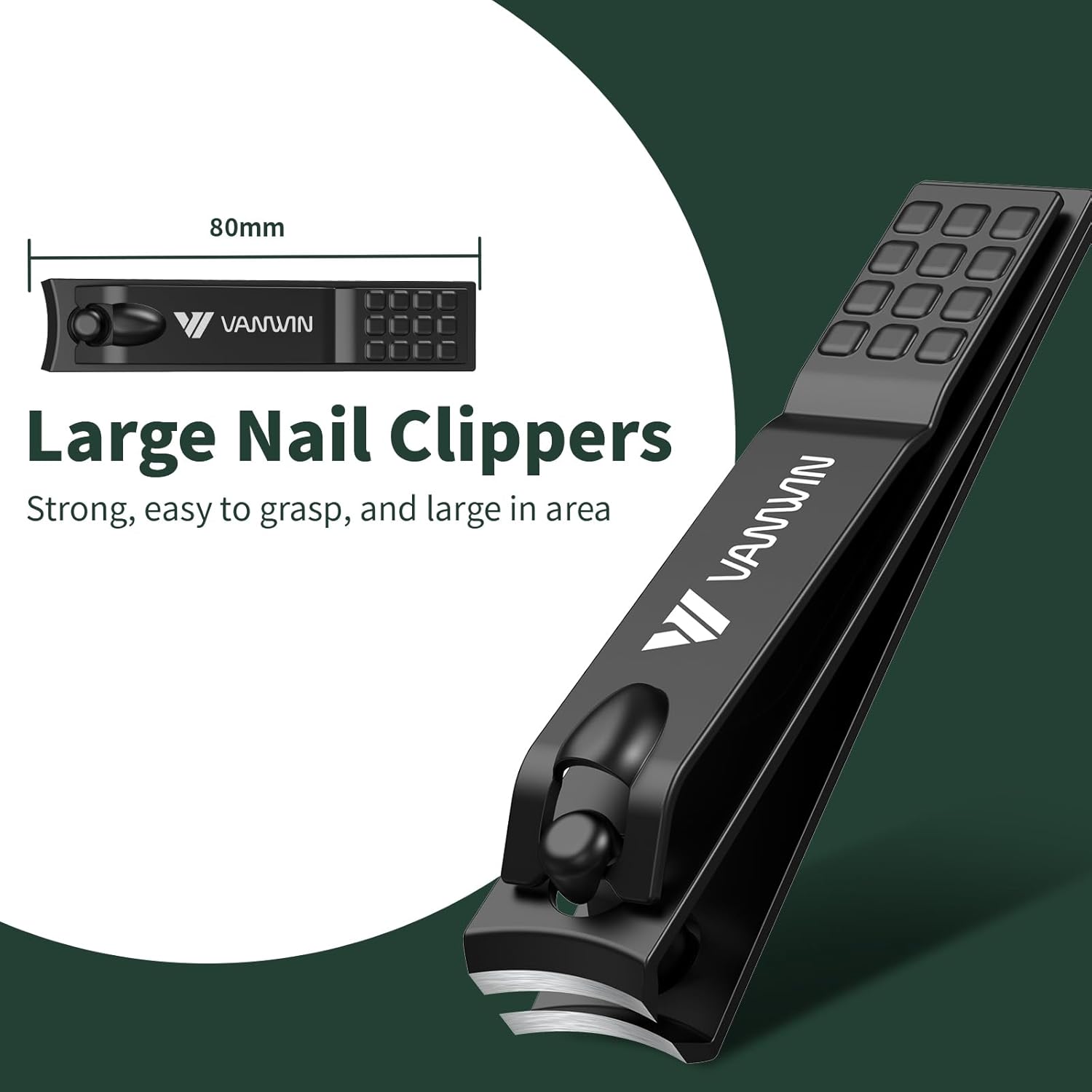 German Nail Clippers for Men, VANWIN Nail Clipper Set (4-Pack) Ultra Sharp Matte Stainless Steel Fingernail & Toenail Clippers with Glass Nail File, Nail Cutter Stocking Stuffers for Men Women Black - Image 2