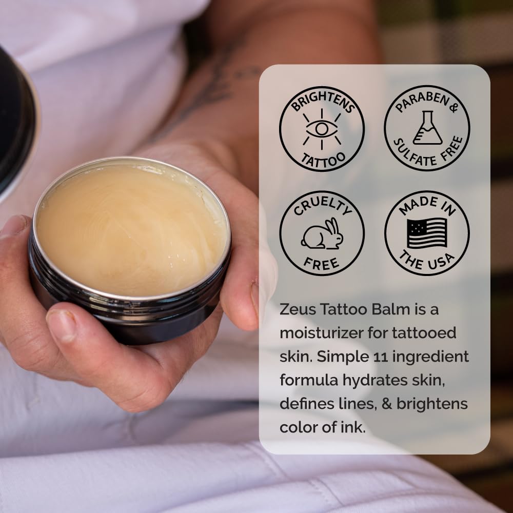 ZEUS Tattoo Aftercare Balm 2 Oz All Natural Tattoo Butter Skin Moisturizer New - Image 4