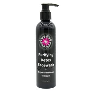 Purifying Black Facewash Activated Charcoal Cleanser for Acne-Prone Skin, Pollution Defense, Sunscreen & Makeup Removal, Gentle for Sensitive Skin, with Bilberry 8 oz