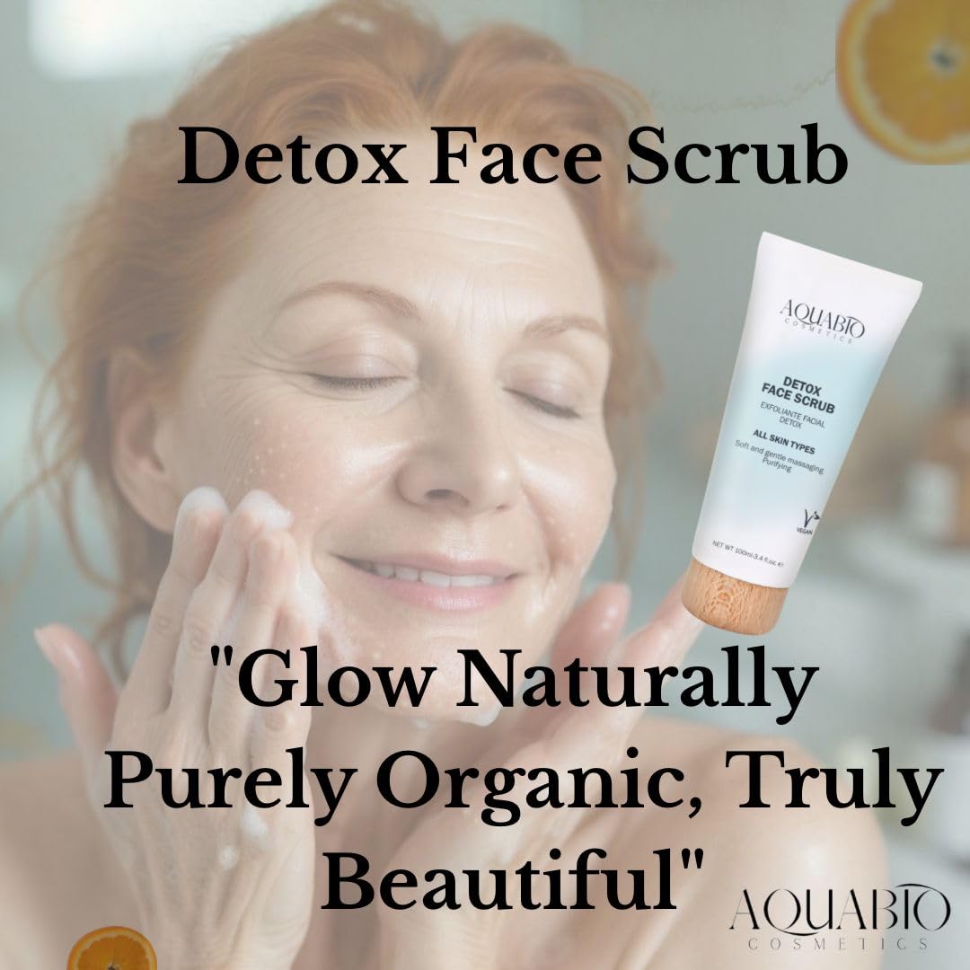 AquaBio Organic Vegan AHA Face Scrub 3.4 Oz with Shea Butter and Pomegranate - Image 3