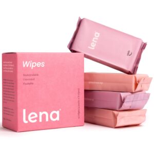 Lena Menstrual Cup & Disc Cleansing Wipes - Travel Essentials for Women & Girls - pH Balanced, Unscented Feminine Wipes for Periods & Intimate Care - Discreet & Travel Friendly - 32 Count