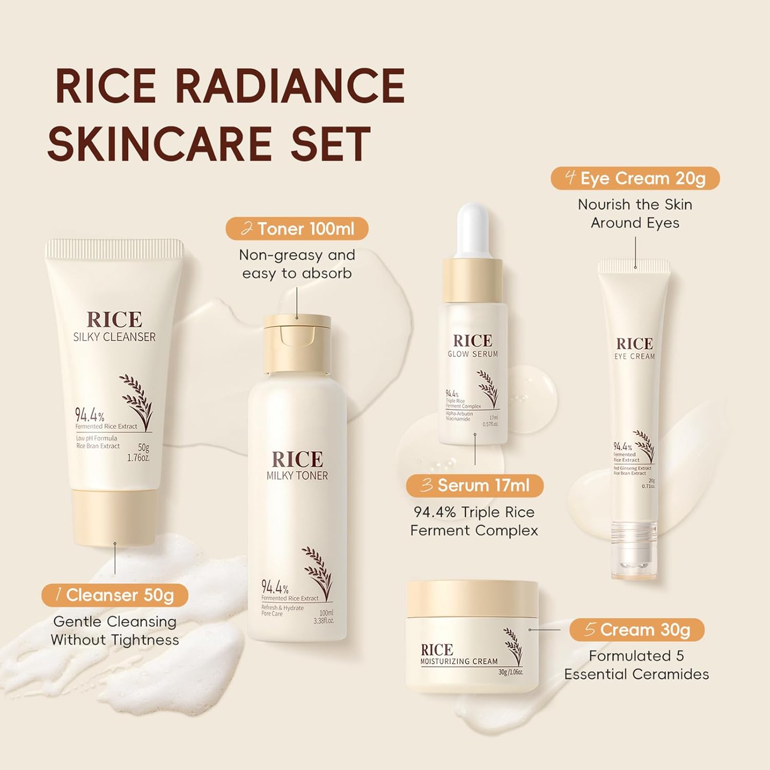 Rice Skin Care Set, Rice Skin Care For Teens 10-12, Korean Skincare Set For Glow Glass Skin,5IN1 Skin Care Set For Girls Ages 8-12,Pore Minimizing, Deep Hydrating - Image 6