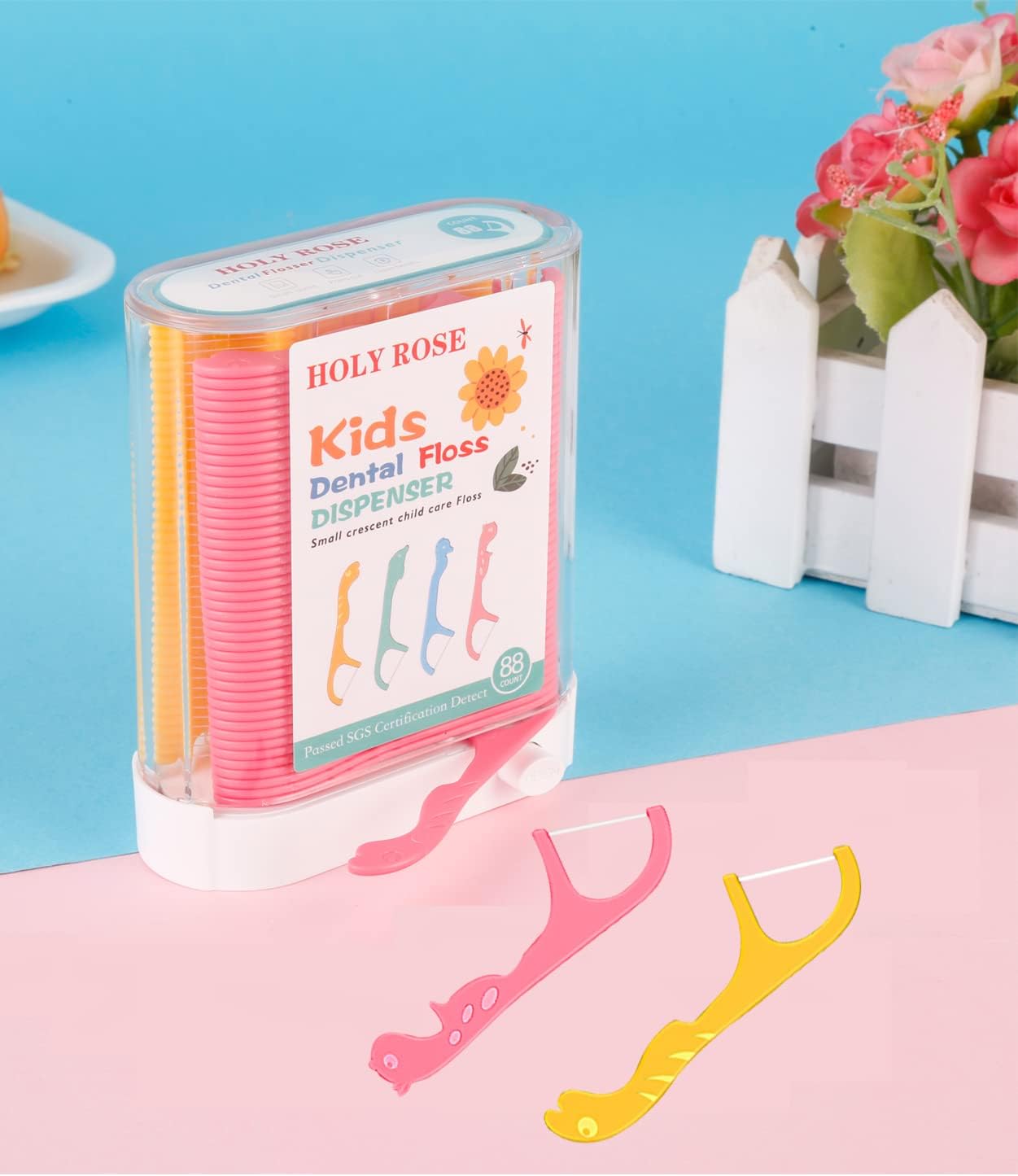 Kids Professional Unflavored Dental Floss Picks Dispenser Set 2 Boxes for Children and Teens - Image 2