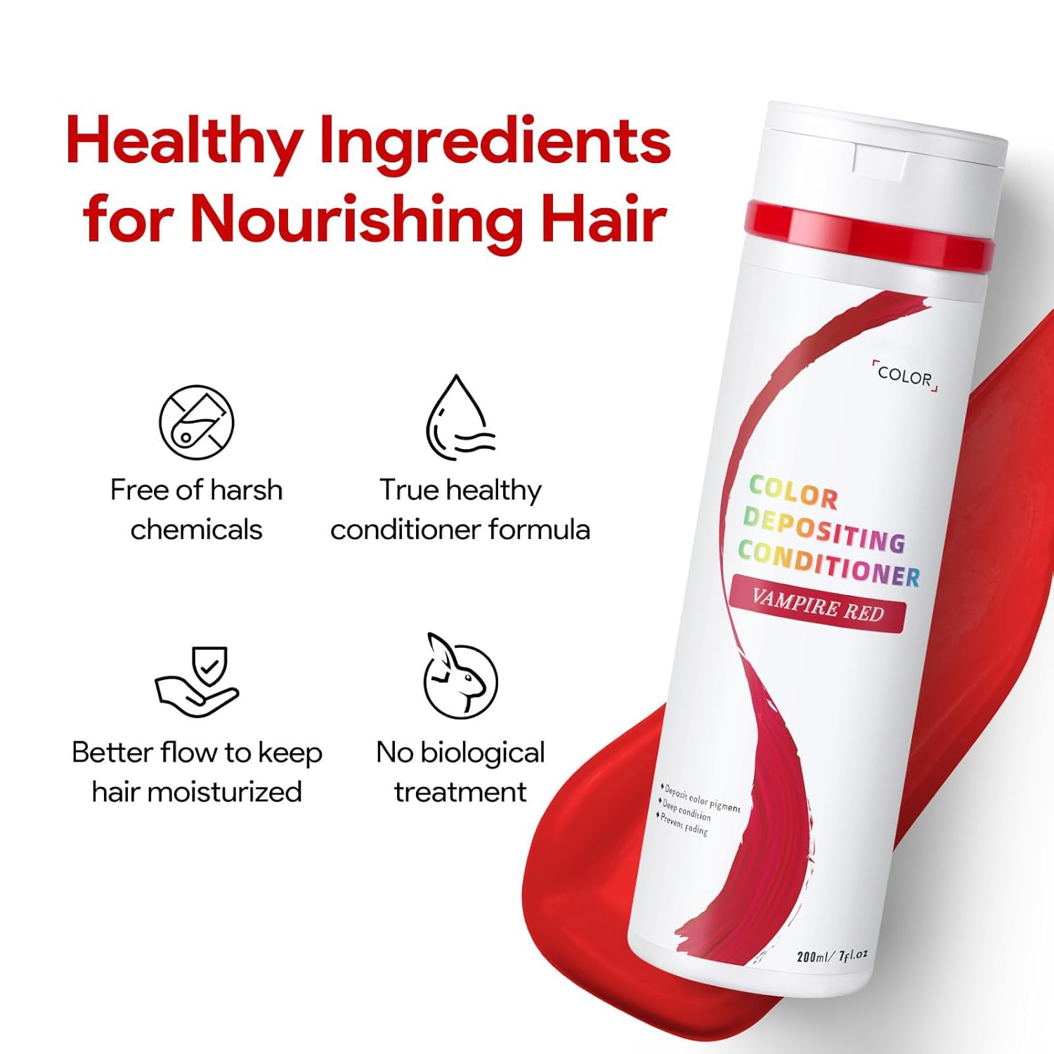 Color Depositing Conditioner 7 Fl Oz Red Semi-Permanent Hair Color for In-Shower Use - Image 6