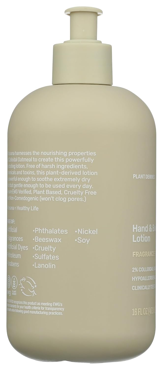 EWG Verified Hypoallergenic Unscented Hydrating Hand and Body Lotion 16oz Colloidal Oatmeal - Image 4