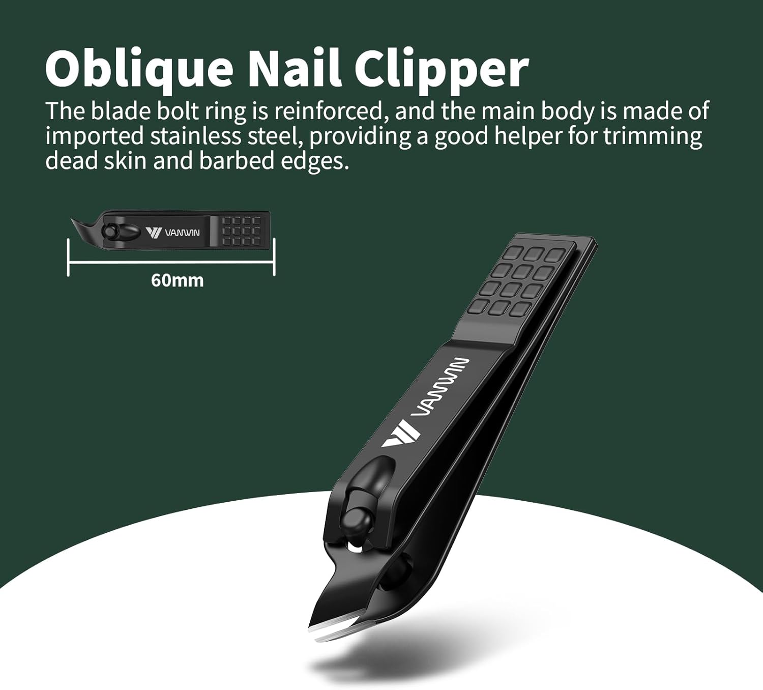 German Nail Clippers for Men, VANWIN Nail Clipper Set (4-Pack) Ultra Sharp Matte Stainless Steel Fingernail & Toenail Clippers with Glass Nail File, Nail Cutter Stocking Stuffers for Men Women Black - Image 4