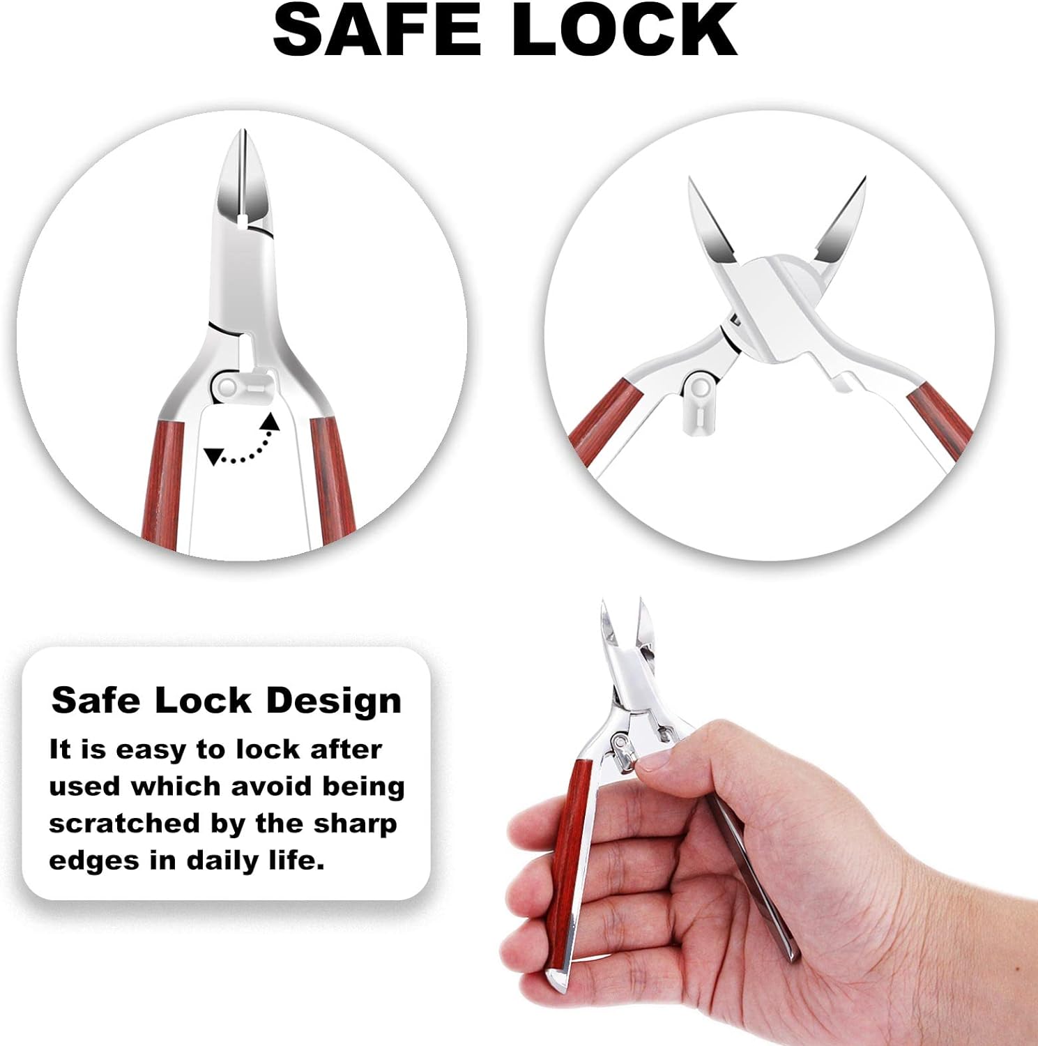 Podiatrist Toenail Clippers for Ingrown&Thick Toenails, alicates para uñas de pies, Luxury Wooden Handle Nail Clippers, Professional Toenail Cutter for Seniors, Men, Women - Image 5