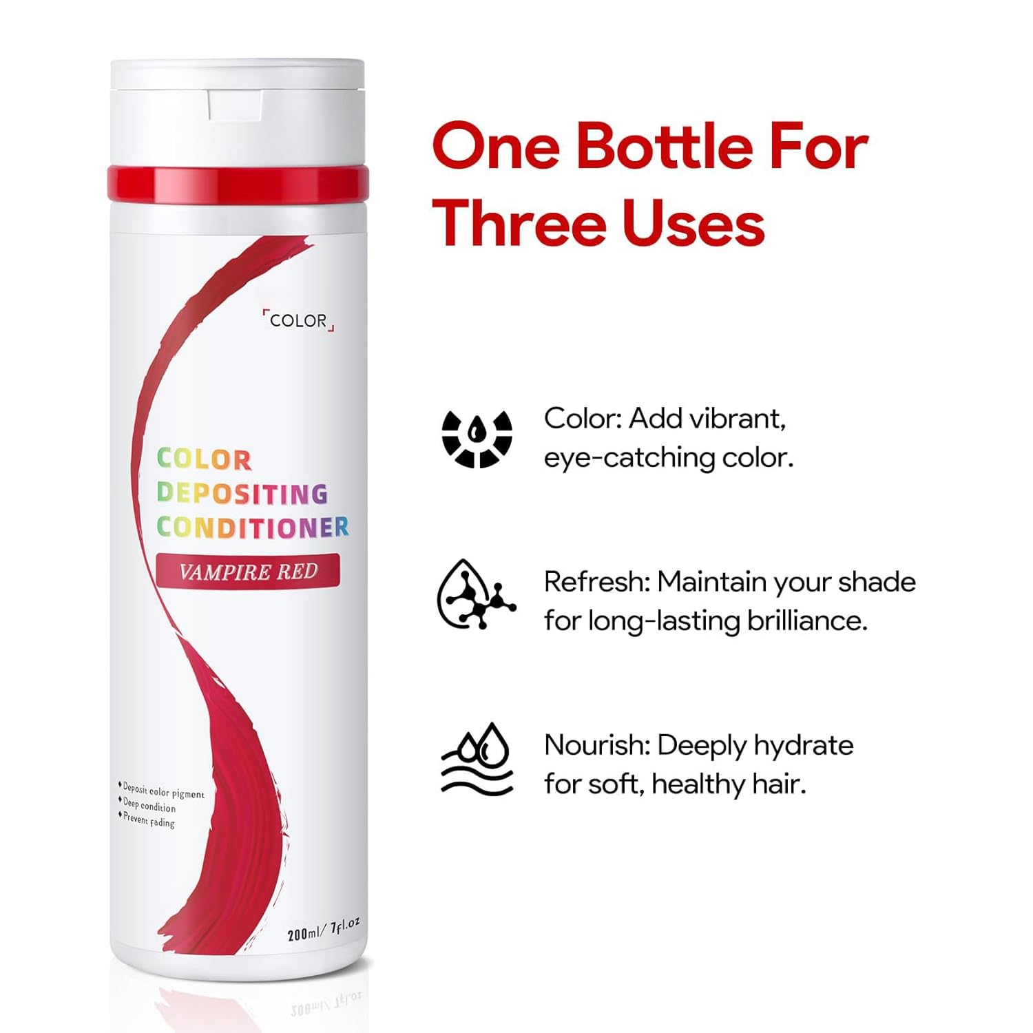 Color Depositing Conditioner 7 Fl Oz Red Semi-Permanent Hair Color for In-Shower Use - Image 2