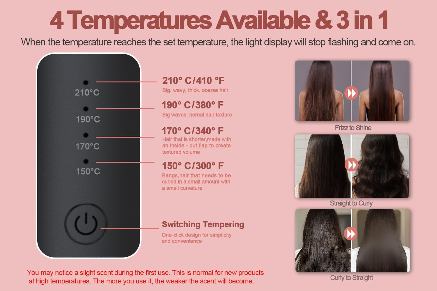 Cordless Hair Curling Iron Brush, Mini Travel Hot Straightener Comb, 3-in-1 Portable Wave Curling Wand, 1.5″ Ionic Heated Brush, USB Rechargeable Hair Curler, Pink - Image 7