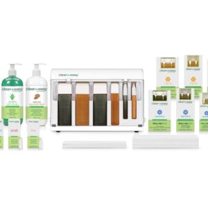 Clean + Easy Roll On Wax Kit – Roll On Wax Warmer for Hair Removal with Roller, Cartridges, Strips, Pre and Post Waxing Care, Roller Waxing Kit for Estheticians – 120V