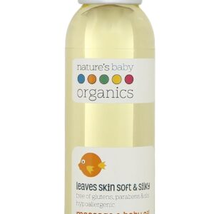 Nature's Baby Organics Baby Oil - Soothing & Hydrating Baby Oil - No Mineral Oil & Non-Greasy - Soft & Healthy Skin - Massage Oil for Newborn & Kids - Sunflower & Olive Oil - Mandarin Coconut - 4 oz