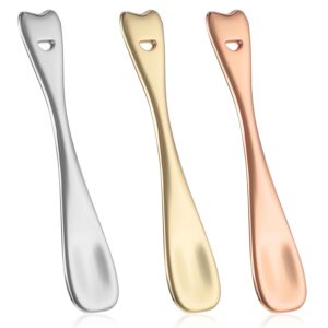 3PCS Mini Metal Makeup Spatula Eye Cream Spoon Reusable Skin Care Cosmetic Applicator Ladle Beauty Massage Tool Makeup Tiny Scooper For Cream Lotions Moisturizers Mixing And Sampling