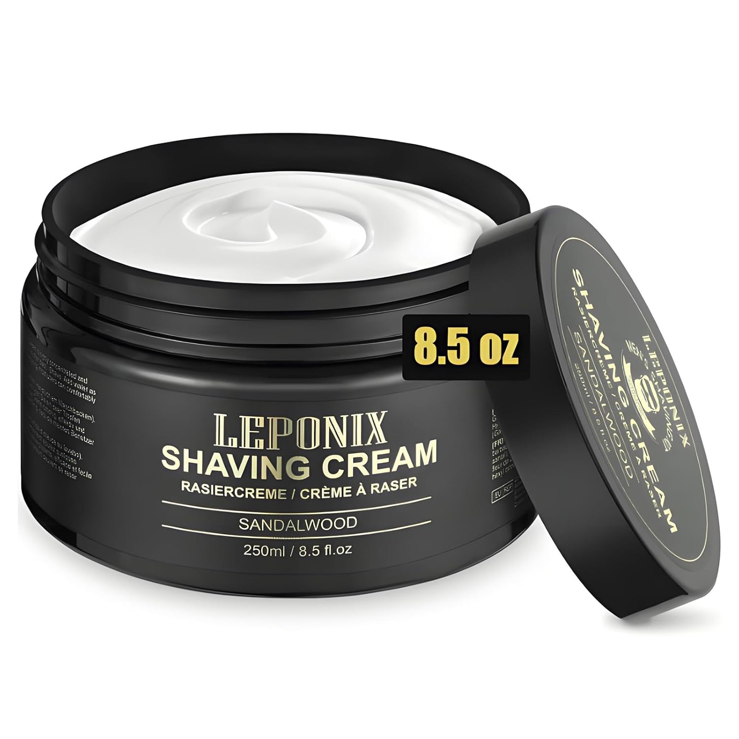 Shaving Cream Mens - 8.5 ounce Luxury Large Size | Sandalwood Shave Cream for Men with Rich Lather for Protective, Smooth & Moisturizing Shave, All Ages, 35+ & Elderly Gentlmen