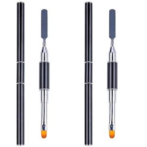 Aliotech 2 Pack of Polygel Brush and Picker Dual-Ended 2 IN 1 Design Stainless Steel Gel Nail Brush Polygel Slice Tool for PolyGel UV Gel Acrylic Nails Extension Quick Building Gel by Aliotech