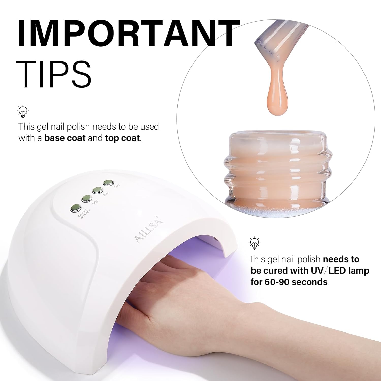 AILLSA Nude Milky Translucent Gel Nail Polish 0.51 Oz for DIY Manicure - Image 5