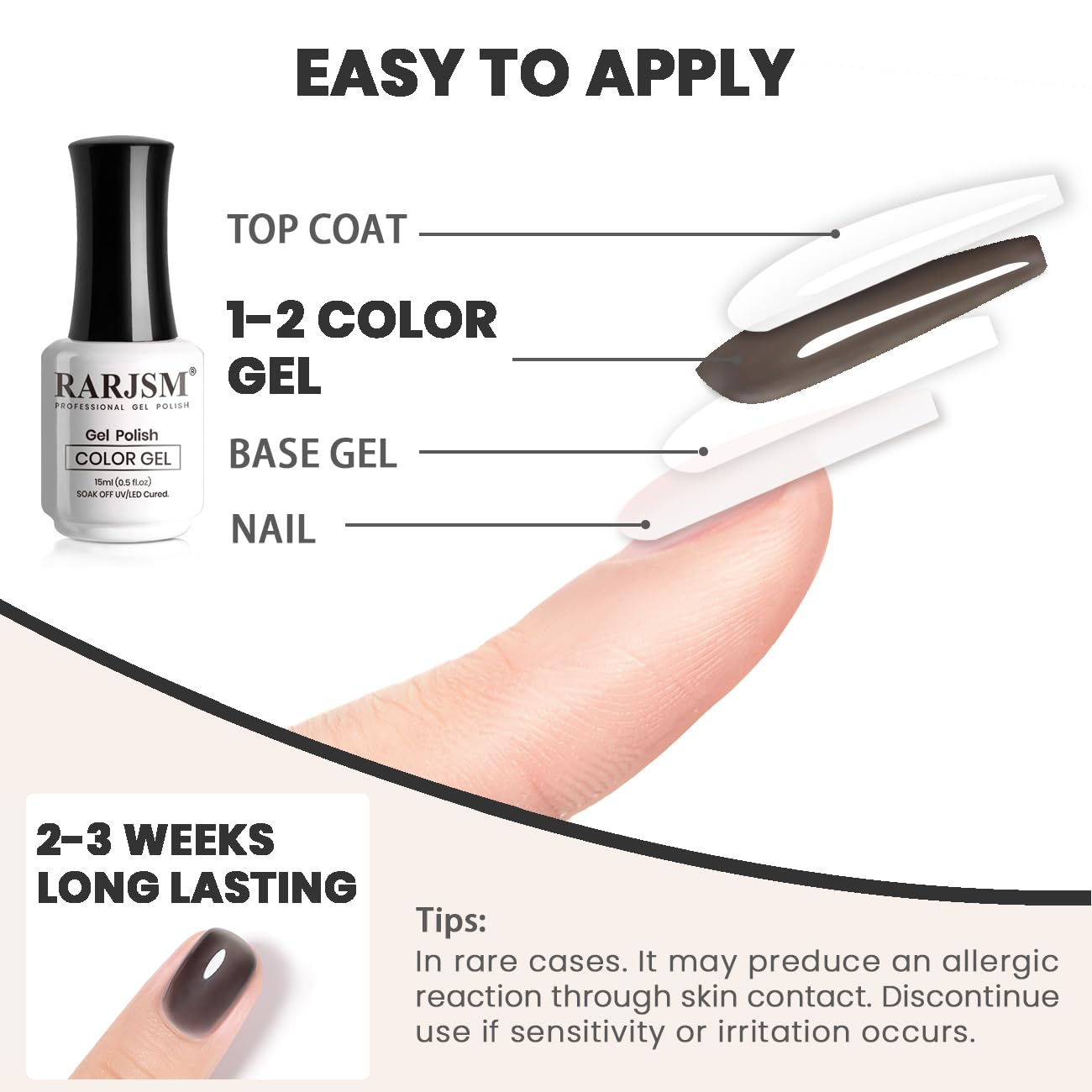 RARJSM Jelly Black Nude Gel Nail Polish Sheer Black Clear Glass Gel Polish Neutral Transparent Crystal Colors Nail Gel Polish 15ml Single Bottle Soak off UV LED Cured for Home Salon DIY Manicure - Image 7