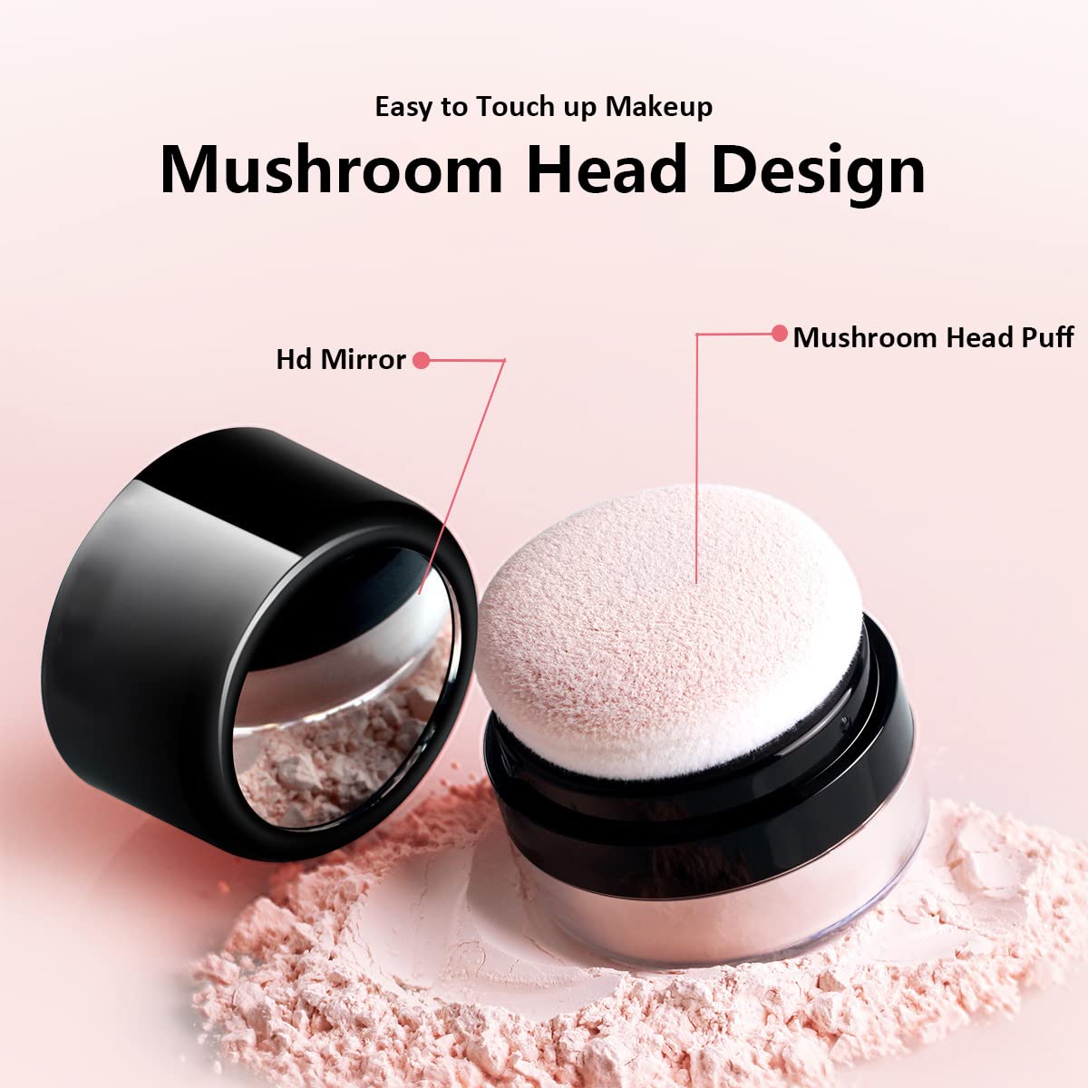 Empty Bottle for Dry Shampoo Powder for Women, Reusable Travel Size Dry Shampoo Powders Bottle with Sponge Applicator for Easy Apply, Refillable Loose Finishing Box with Mirror - Image 2