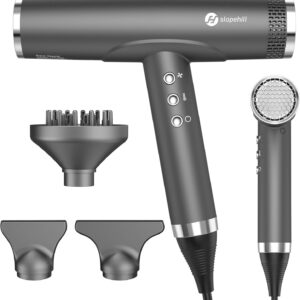 slopehill Professional Ionic Hair Dryer with Diffuser - Lightweight, Compact, Powerful & Fast Salon Blow Dryer with High Speed Brushless Motor for Travel, Women & Men (Ceramic, Black)
