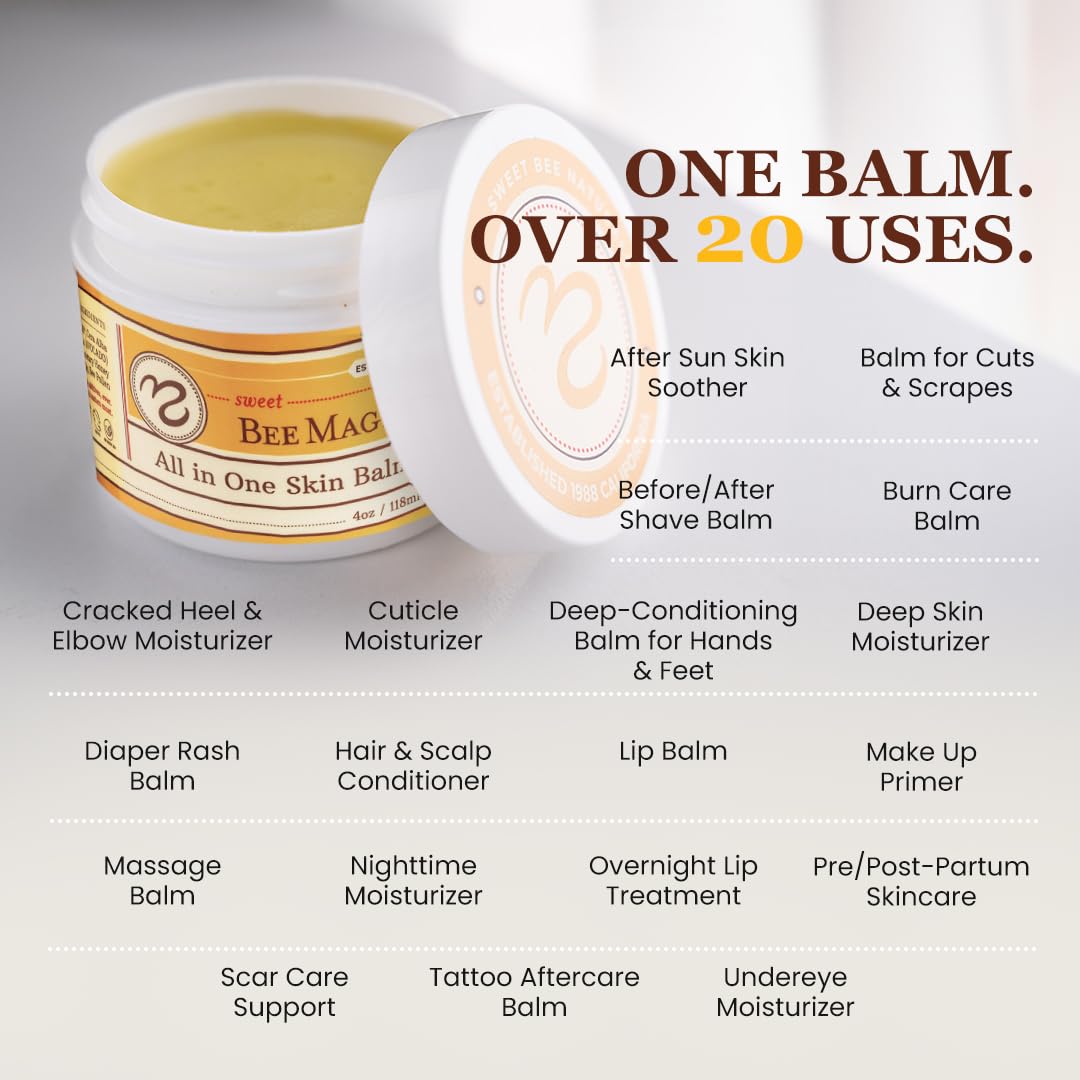 Sweet Bee Naturals Organic Face and Body Balm Ointment Set 4 x 4oz Jars - Image 6