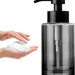 Enra Foaming Soap Dispenser, 12oz Black Thick Glass Bathroom and Kitchen Soap Dispenser with Stainless Steel Pump