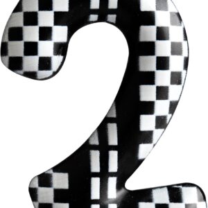 2nd Birthday Candle Number 2 Candle Cake Decoration Birthday Party Supplies Black White Racing Cars Themed Cake Topper Decorations for Kids Boy Girl Party Decor Supplies