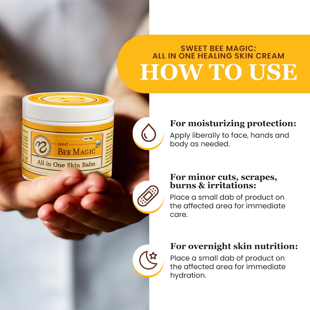 Sweet Bee Naturals Organic Face and Body Balm Ointment Set 4 x 4oz Jars - Image 3