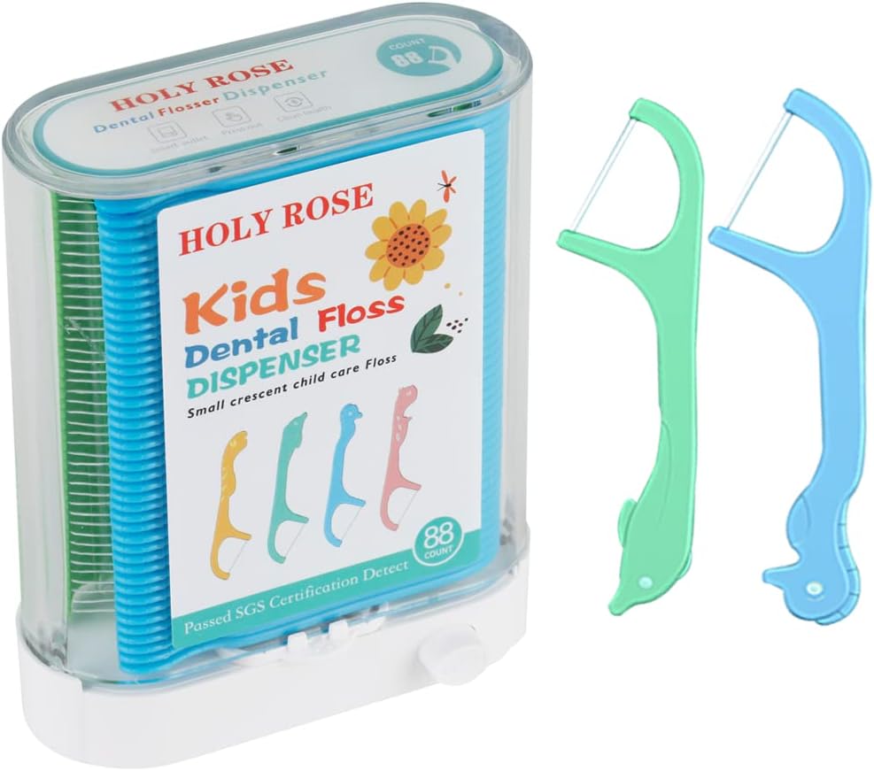 Kids Professional Unflavored Dental Floss Picks Dispenser Set 2 Boxes for Children and Teens - Image 3