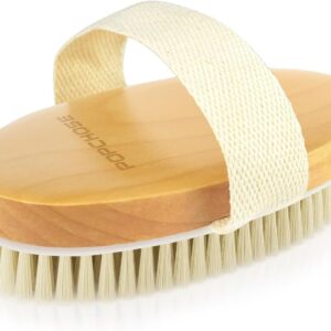 POPCHOSE Dry Brushing Body Brush, Natural Bristle Dry Skin Exfoliating Brush Body Scrub for Flawless Skin, Cellulite Reduction, Lymphatic Drainage and Blood Circulation Improvement