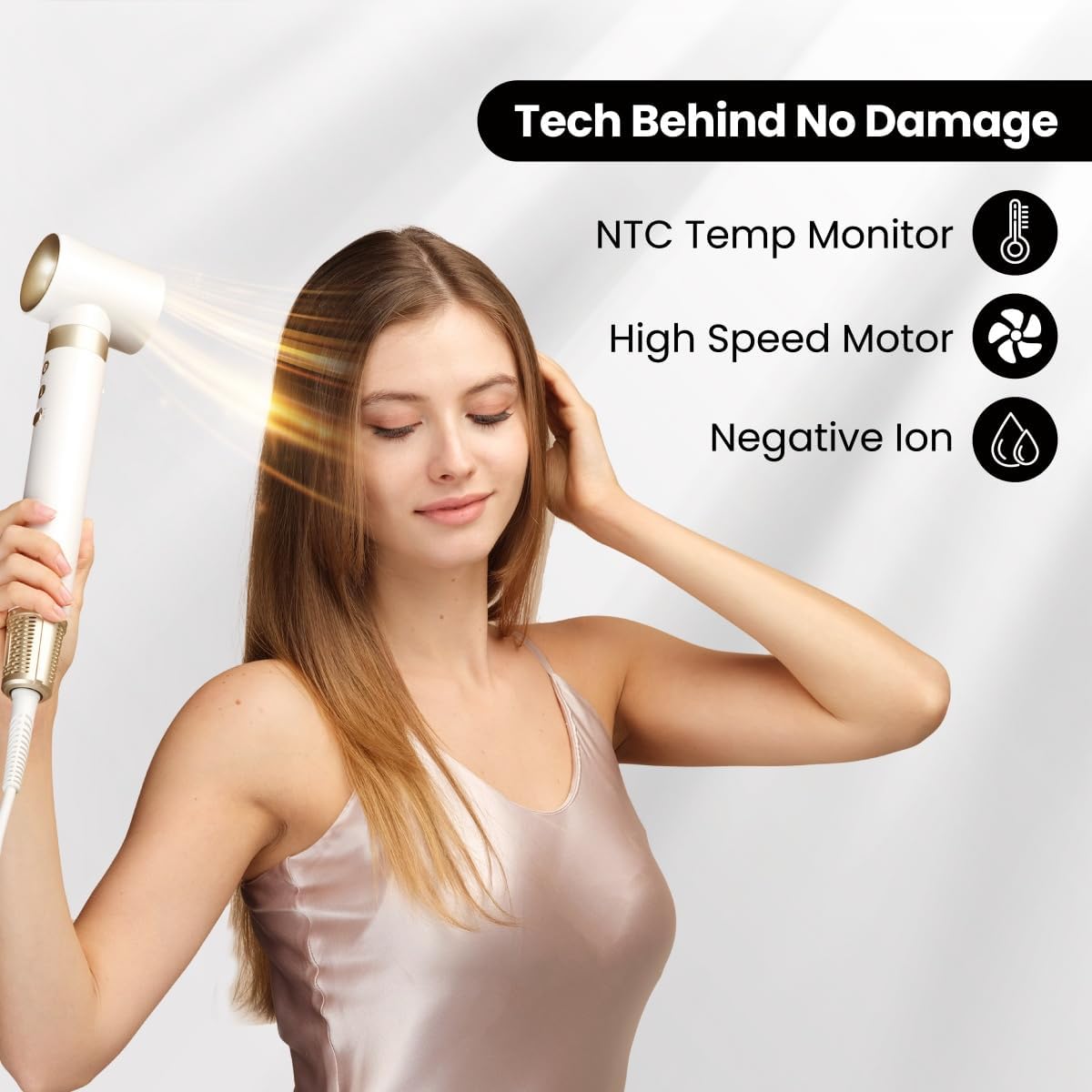GLAMUP 6 in 1 Heated Blow Dryer Brush Styler Set with Travel Bag, Black - Image 5
