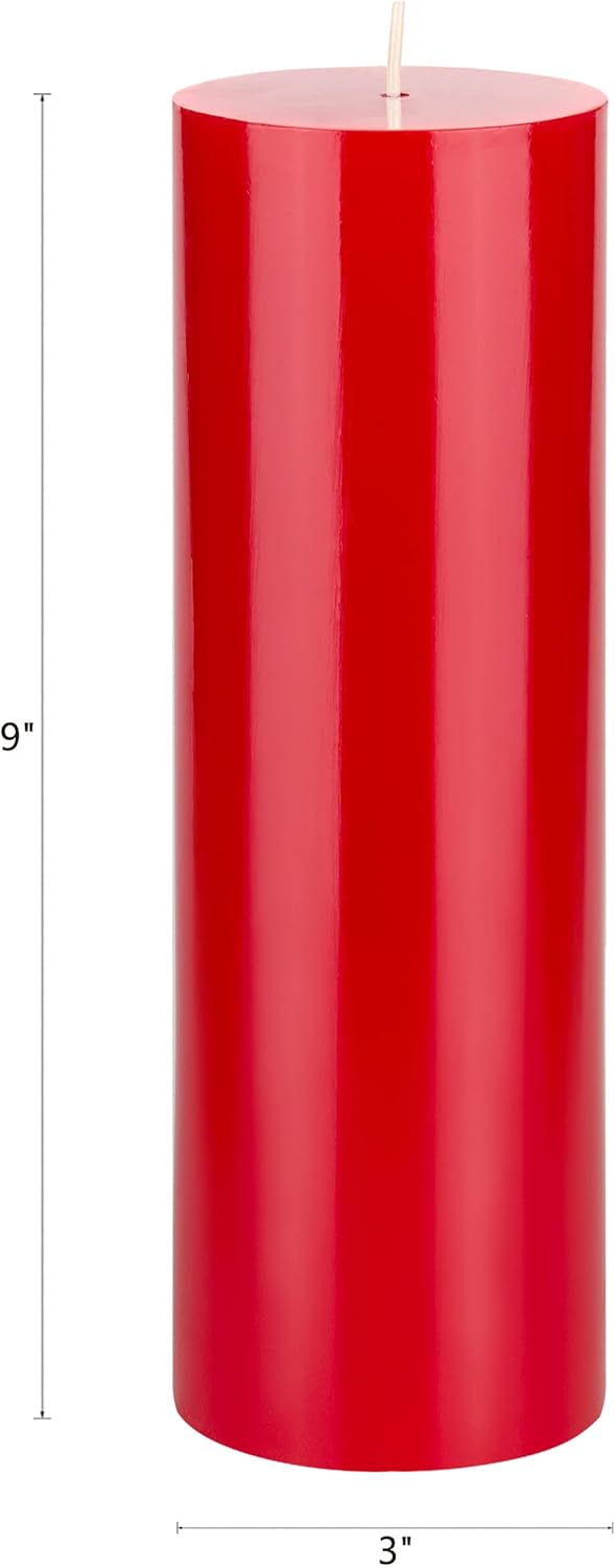 Mega Candles 1 pc Unscented Solid Red Pillar Candles, Hand Poured Premium Wax Candle 3 Inch x 9 Inch, Home Décor, Spas, Weddings, Celebrations, Party, Centerpieces, Holidays, Vigils, Prayers - Image 2