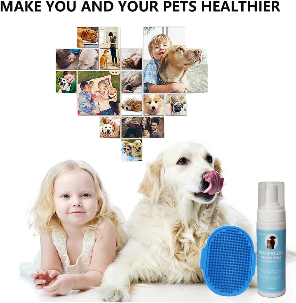 Waterless No Rinse Dog Shampoo, Dry Shampoo for Dogs with Silicone Brush, PH-Balanced Dry Shampoo Foam for Dogs & Cats, Clean Moisturizes Skin & Deodorizes Coat with Fresh Smell - Image 6