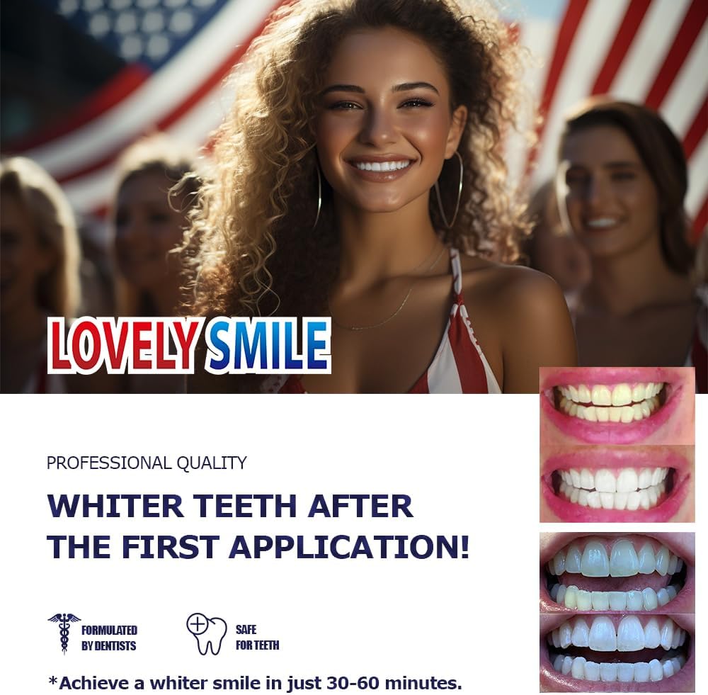Lovely Smile Premium Line 50 Teeth Whitening Strips for 25 Applications - White Teeth in 1 Hour - Enamel Safe - No Slip and No Sensitivity - Dental Whitener Kit by Ray of Smile - Image 3