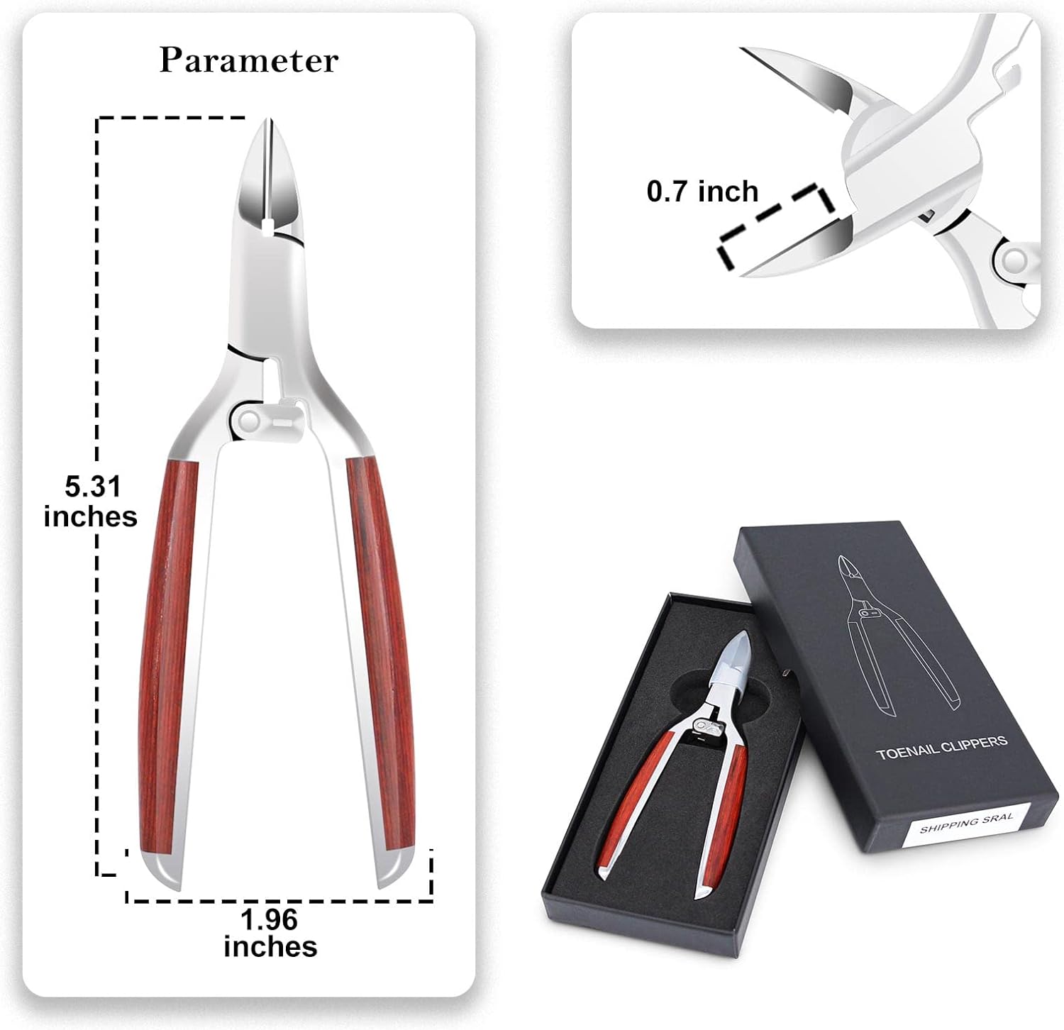 Podiatrist Toenail Clippers for Ingrown&Thick Toenails, alicates para uñas de pies, Luxury Wooden Handle Nail Clippers, Professional Toenail Cutter for Seniors, Men, Women - Image 6