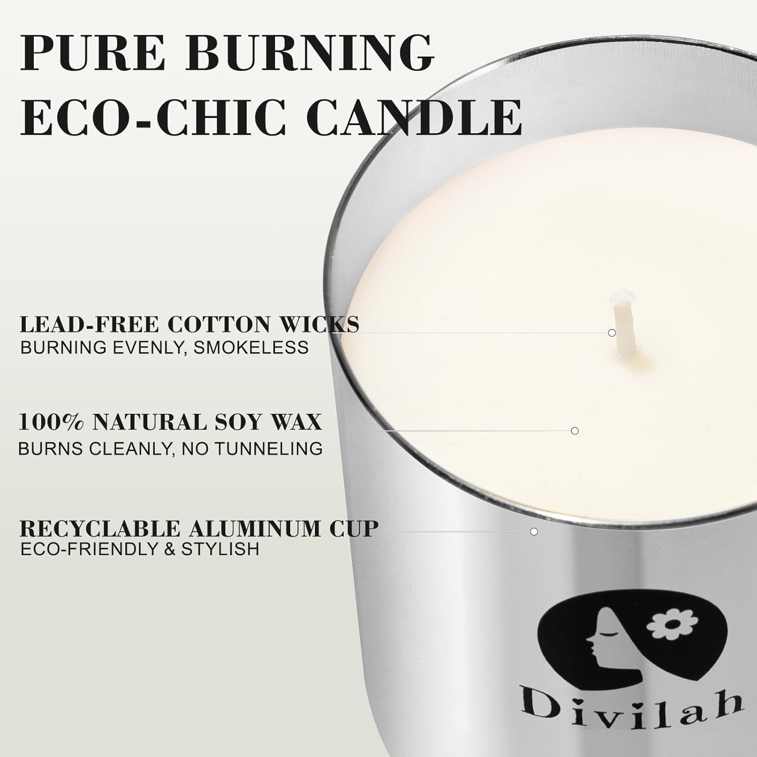 English Pear & Freesia 9.9oz Natural Soy Wax Candle, 65 Hour Burn Time, Silver Jar - Image 2