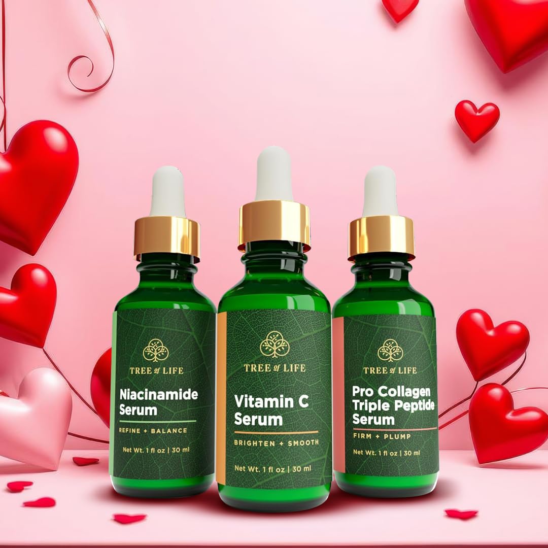 Tree of Life Beauty Skin Care Set, Brightening, Firming, Dry Face, Dermatologist Tested - Complete Hydration Trio, Vitamin C Serum, Niacinamide Serum, Pro Collagen Peptide Serum, 3 count of 1Fl oz - Image 2