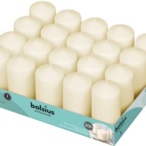BOLSIUS Ivory Pillar Candles - 20 Pack 2x4 inch Pillar Candle Set - 20 Hours Dripless & Smokeless Clean Burning Dinner Candles - Premium Europen Quality - Palm Oil Free - 0% Animal Fat - Party Candles