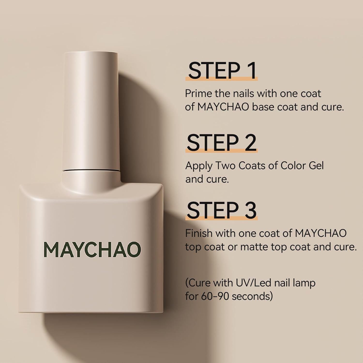 MAYCHAO 15ML Black Gel Nail Polish 1Pc Pure Black Nail Polish Soak Off UV LED Nail Gel Polish Nail Art Starter Manicure Salon DIY at Home, 0.5 OZ - Image 7