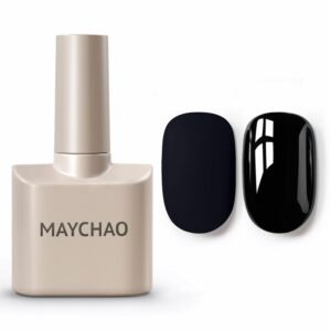 MAYCHAO 15ML Black Gel Nail Polish 1Pc Pure Black Nail Polish Soak Off UV LED Nail Gel Polish Nail Art Starter Manicure Salon DIY at Home, 0.5 OZ