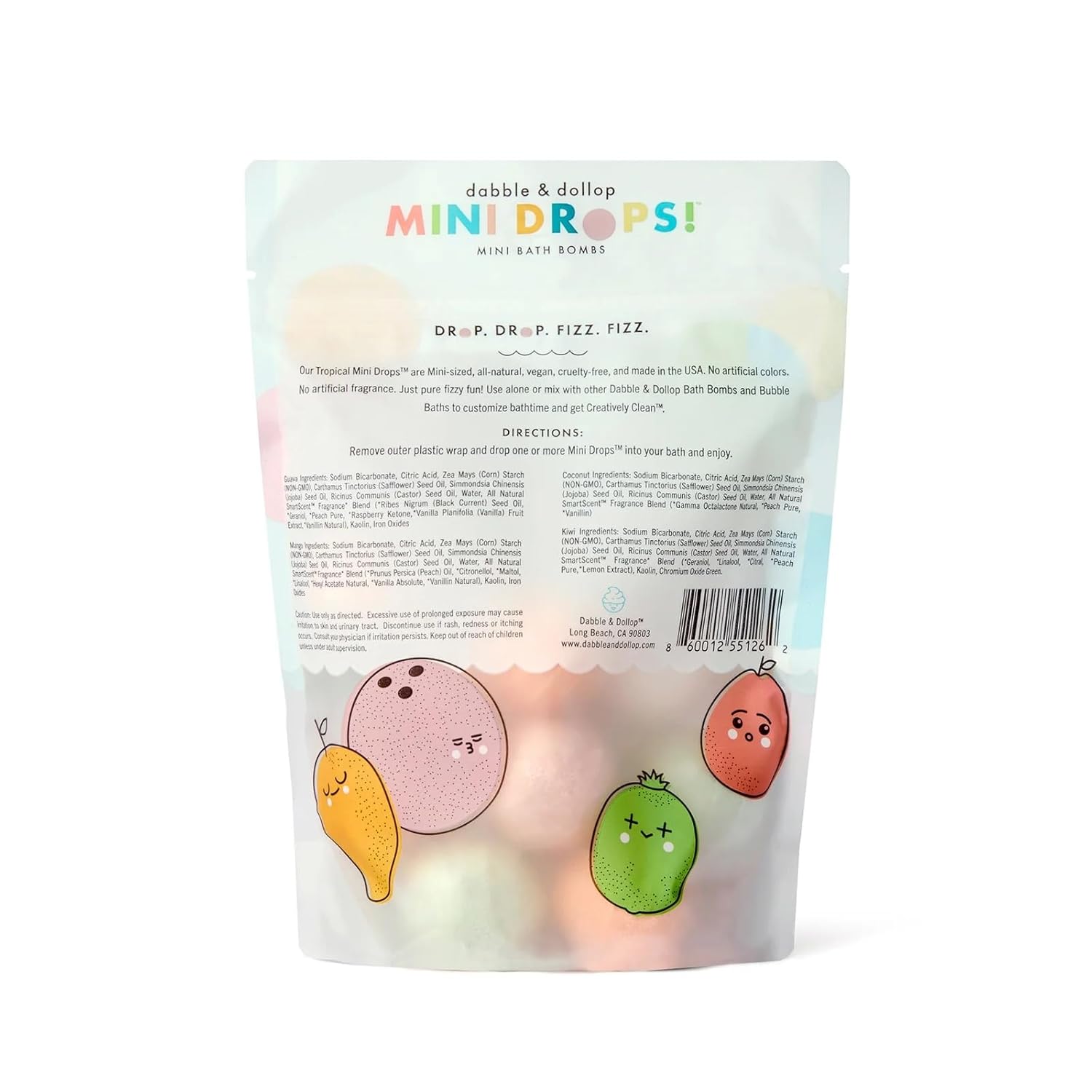 Dabble & Dollop Tropical Mini Bath Bombs with Coconut Shampoo & Body Wash, Pack of 2, Vegan, Gluten-Free - Image 2