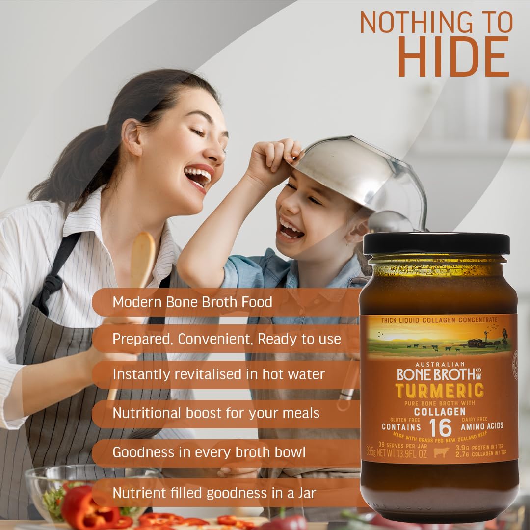 ABBCo Turmeric Beef Bone Broth with Collagen Peptides, Ginger & Black Pepper 16 oz - Supports Gut Health and Joints - Image 4