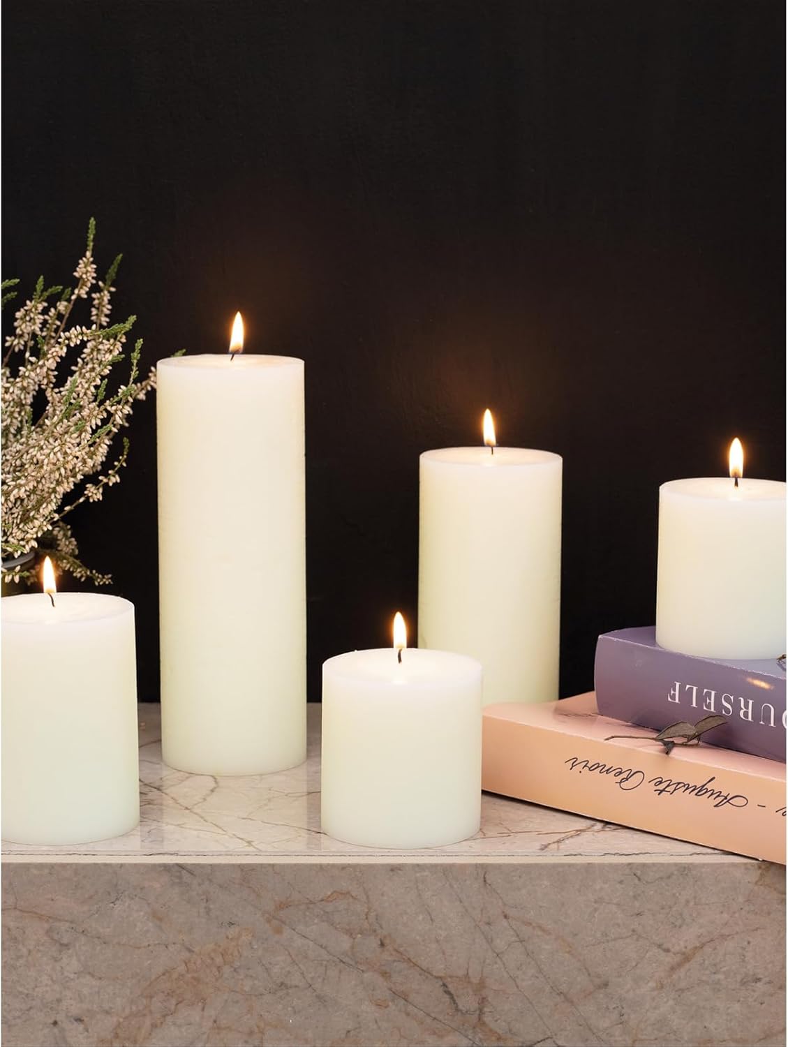 CANDWAX 3x4 inch Pillar Candles Set of 3 – Unscented Dripless Rustic Ivory Candles for Home Decor, Weddings, Table Settings - Image 6