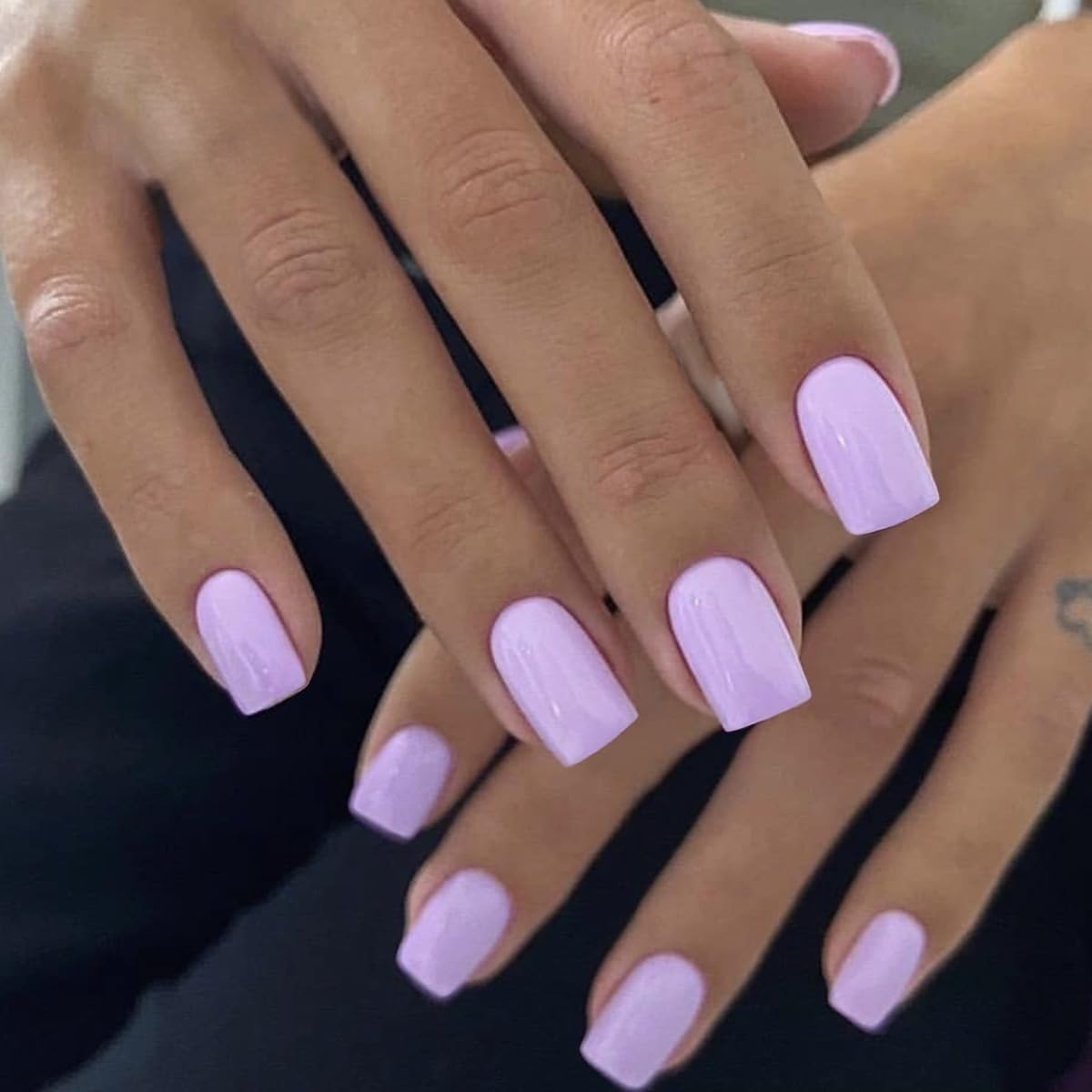 KQueenest Purple Press on Nails - 24 Pcs Set, Short Medium Square Coffin Acrylic Nails, Reusable False Nails for Women - Image 2